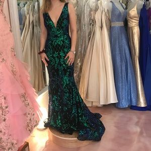 Sequined iridescent prom dress